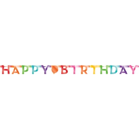 Creative Converting 60" x 4.25" Colorful Happy Birthday Banner, 12PK 359164